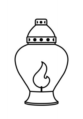 Online coloring book: Coloring book of a candle with a burning fire